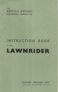 British Anzani Lawnrider Instruction Book